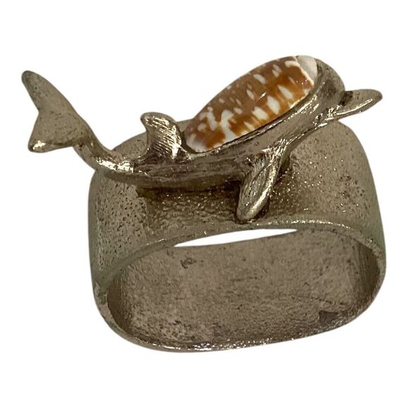 Dolphin Napkin Rings Craft Accessories Set Of 4 Heavy Silver Stoned - Picture 5 of 6